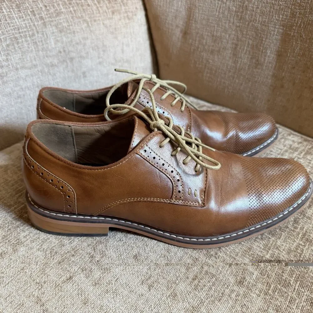 Madden Classic Men's Oxford Shoes Size 9 M-ALK Cognac Dress Perforated Toe w/Box